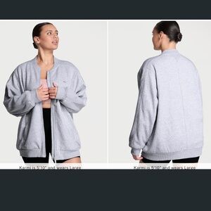 Victoria's Secret VSX Movement Fleece Jacket LARGE in Heather Grey
